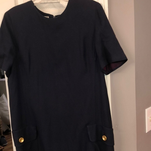 Robert Riel‎  navy blue dress mid length Size 14 100% rayon zips up the back